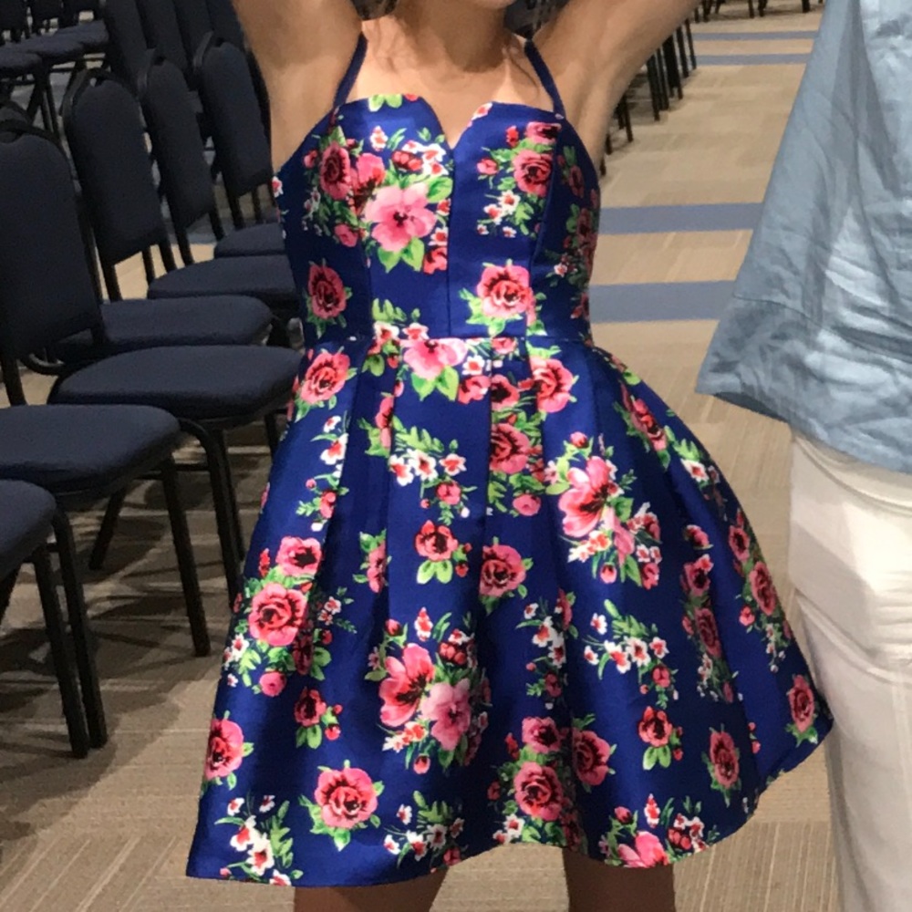 Royal blue floral B. Darlin dress